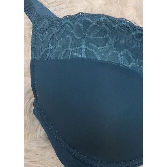 Delta Burke Womens Lace Trim Padded Underwire Bra Green - Size 38D - Picture 3 of 6